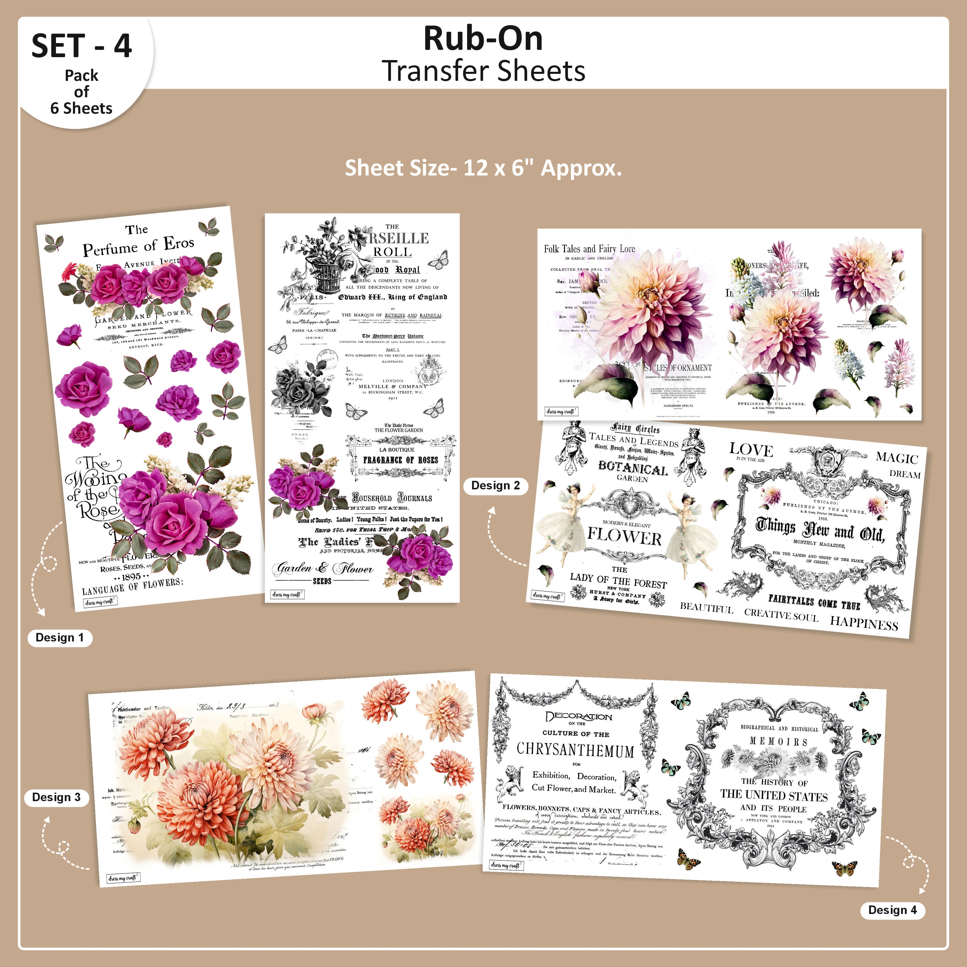 Rub-On Transfer Sheet -Set 4