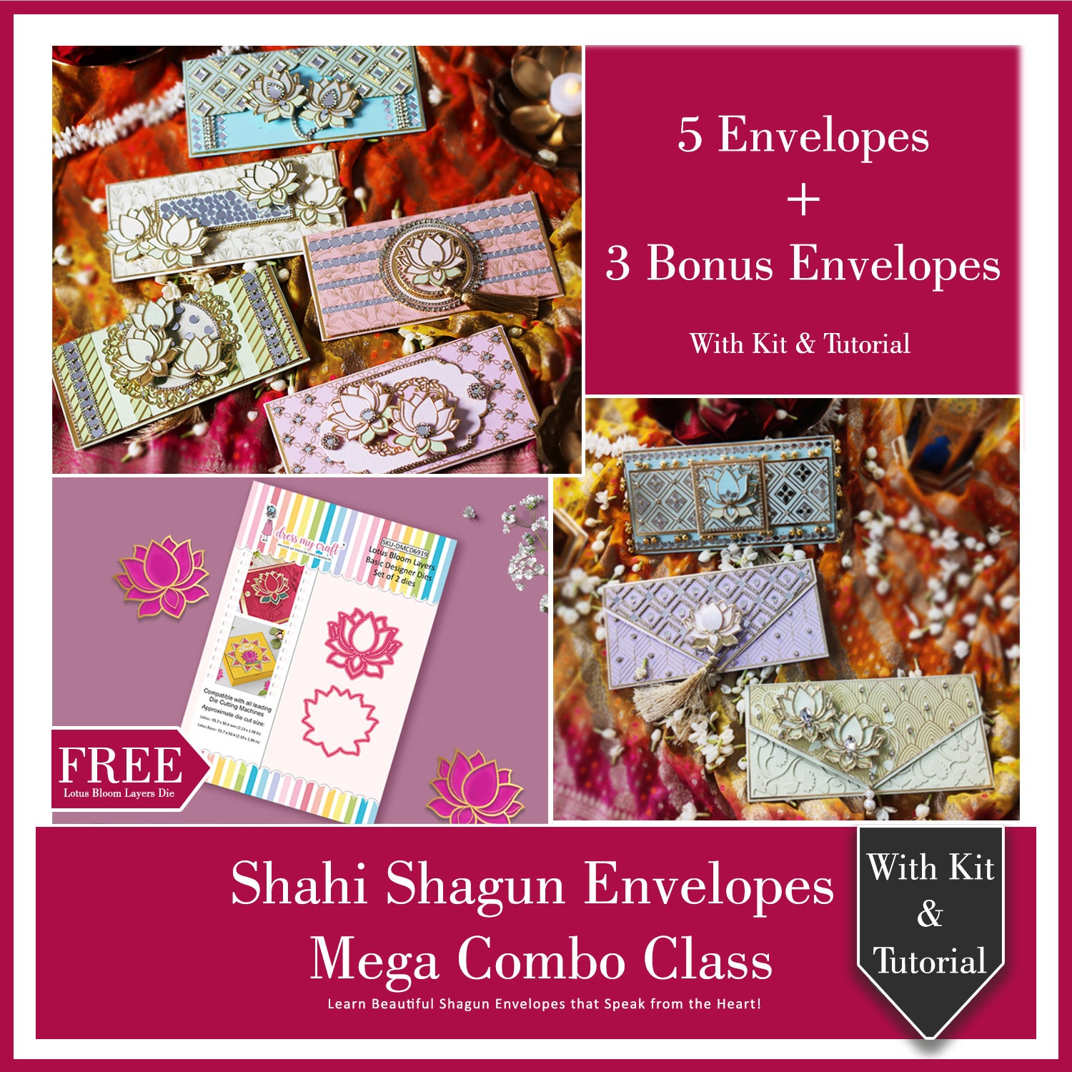 Shahi Shagun Envelopes Mega Combo Class With Kit & Tutorial