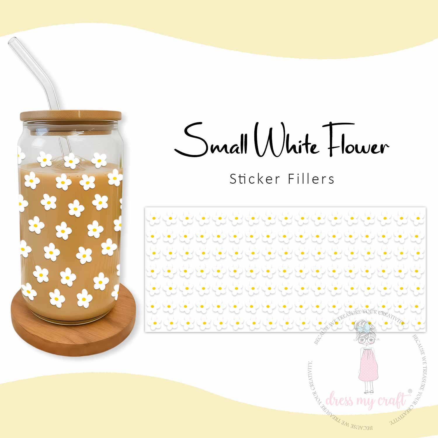 Stick N Peel Stickers- Small White Flower