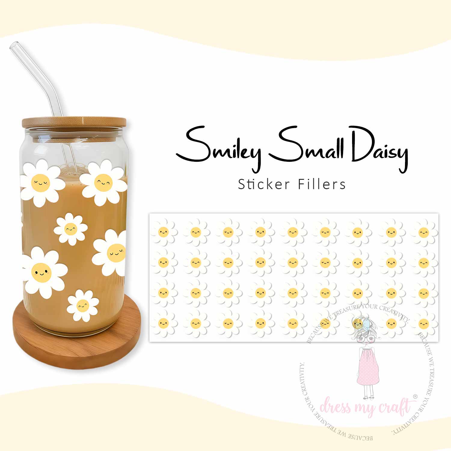 Stick N Peel Stickers- Smiley Small Daisy