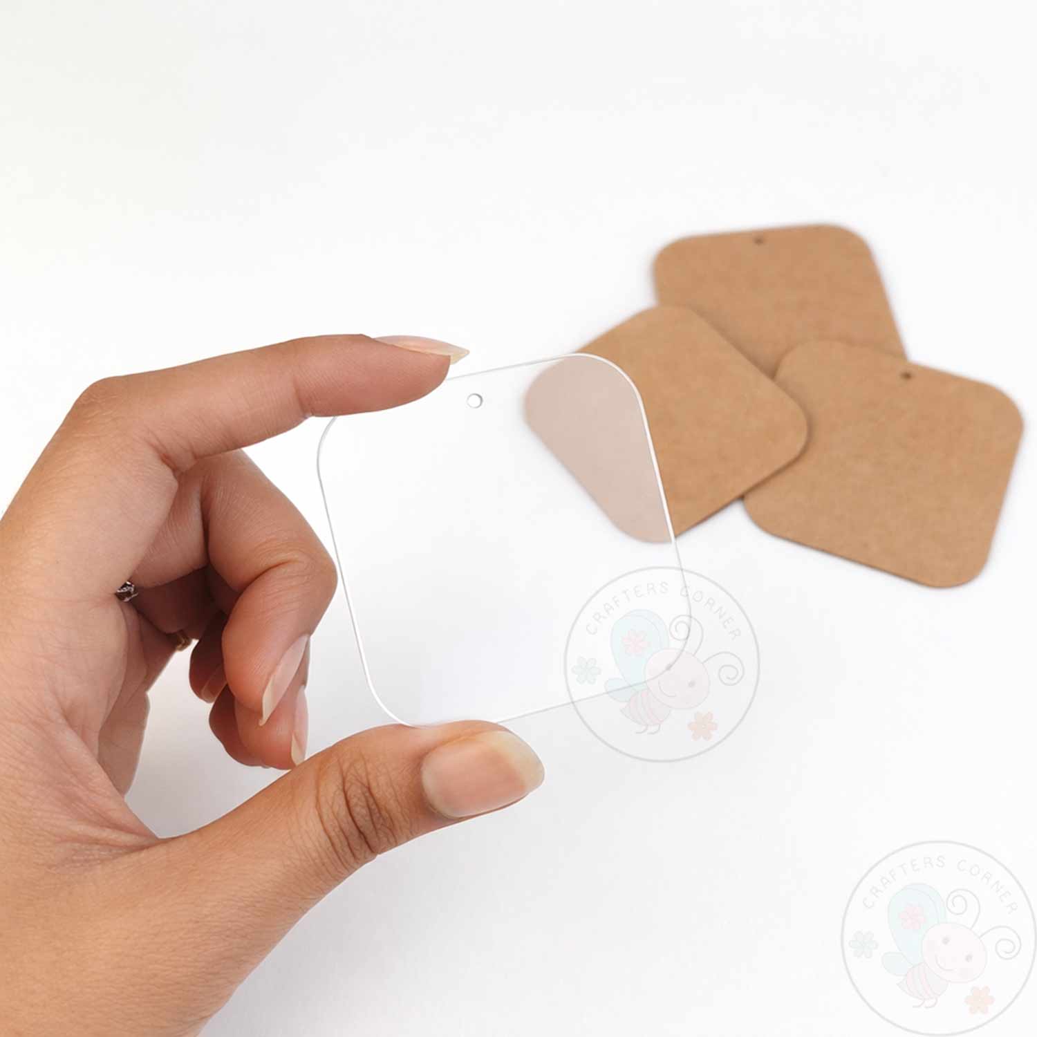 Rounded Square Keychain Blanks (With Chain & Rings)