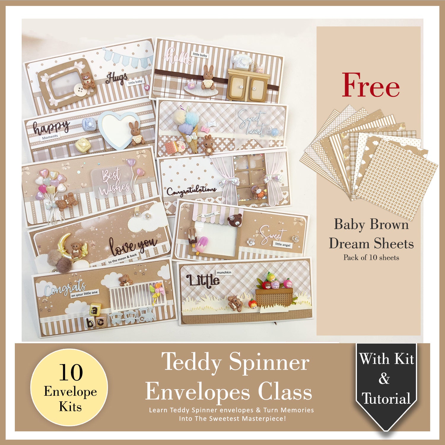 Teddy Spinner Envelopes Class With Kit & Tutorial