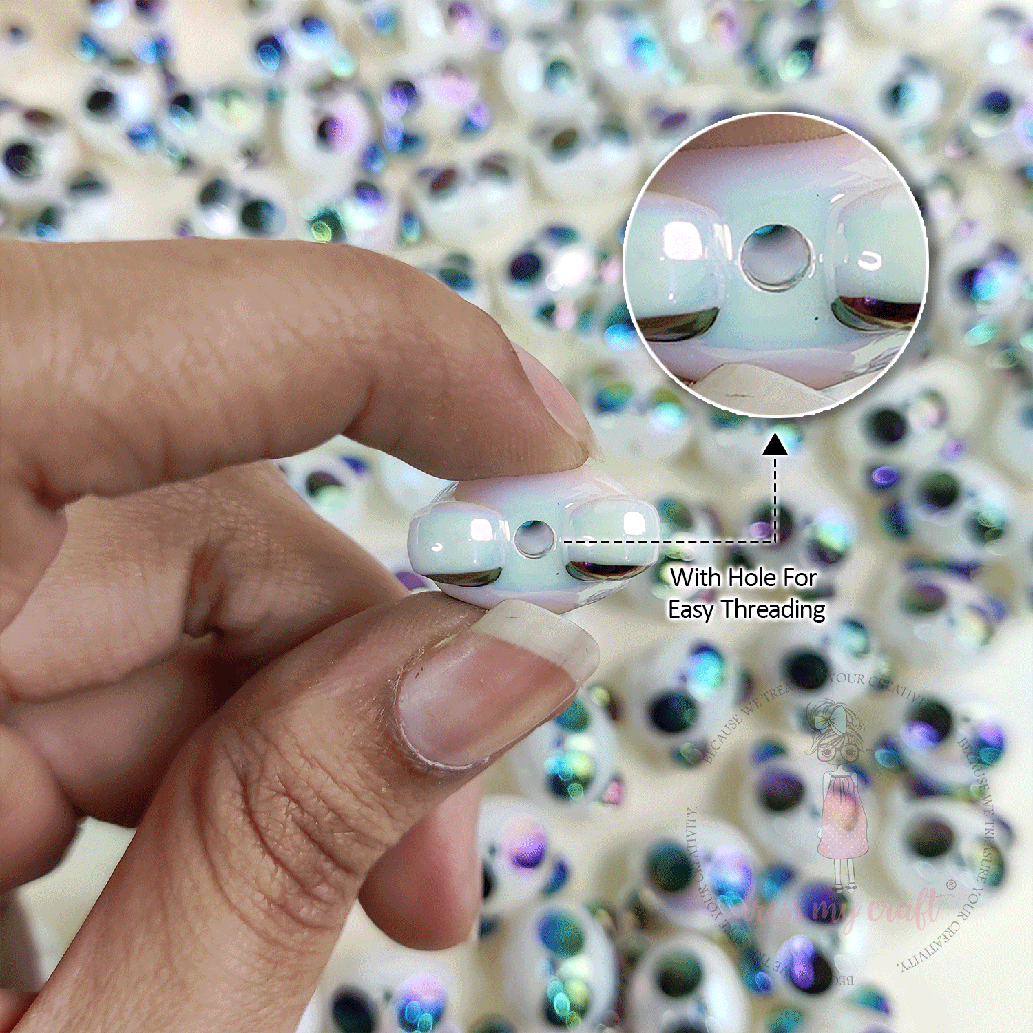 Holographic Panda Face Bead