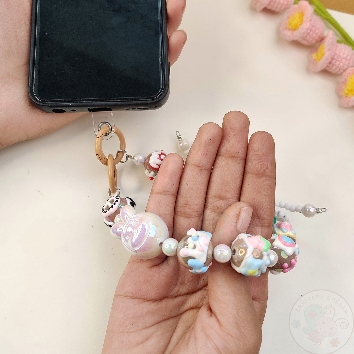 Handmade Kawaii Mobile Charm - White Bunny