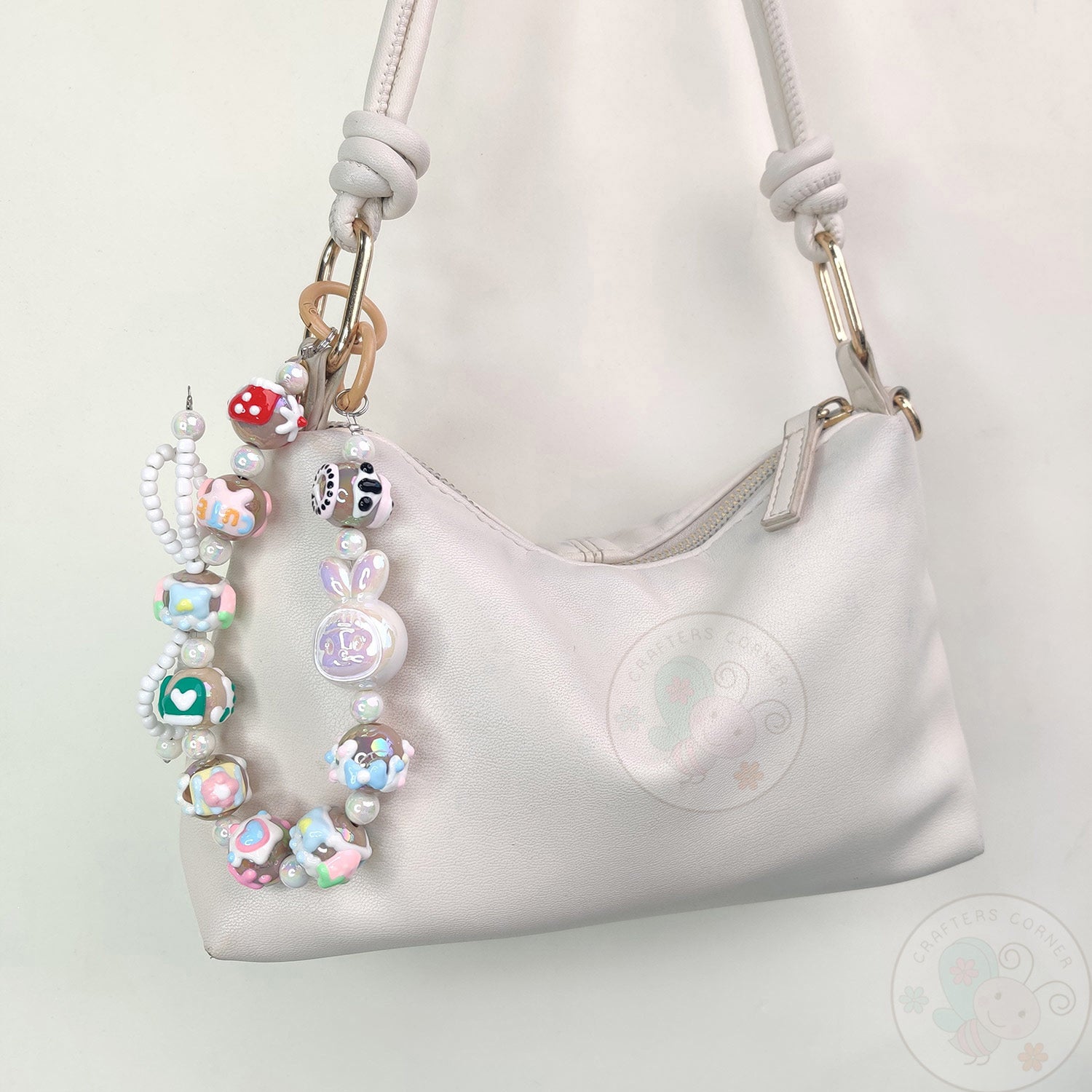 Handmade Kawaii Mobile Charm - White Bunny