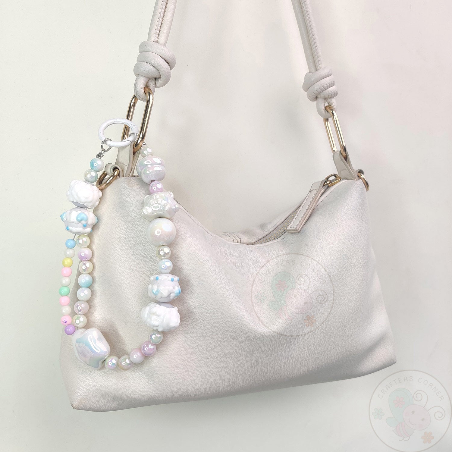 Handmade Kawaii Mobile Charm - White Starry Bear
