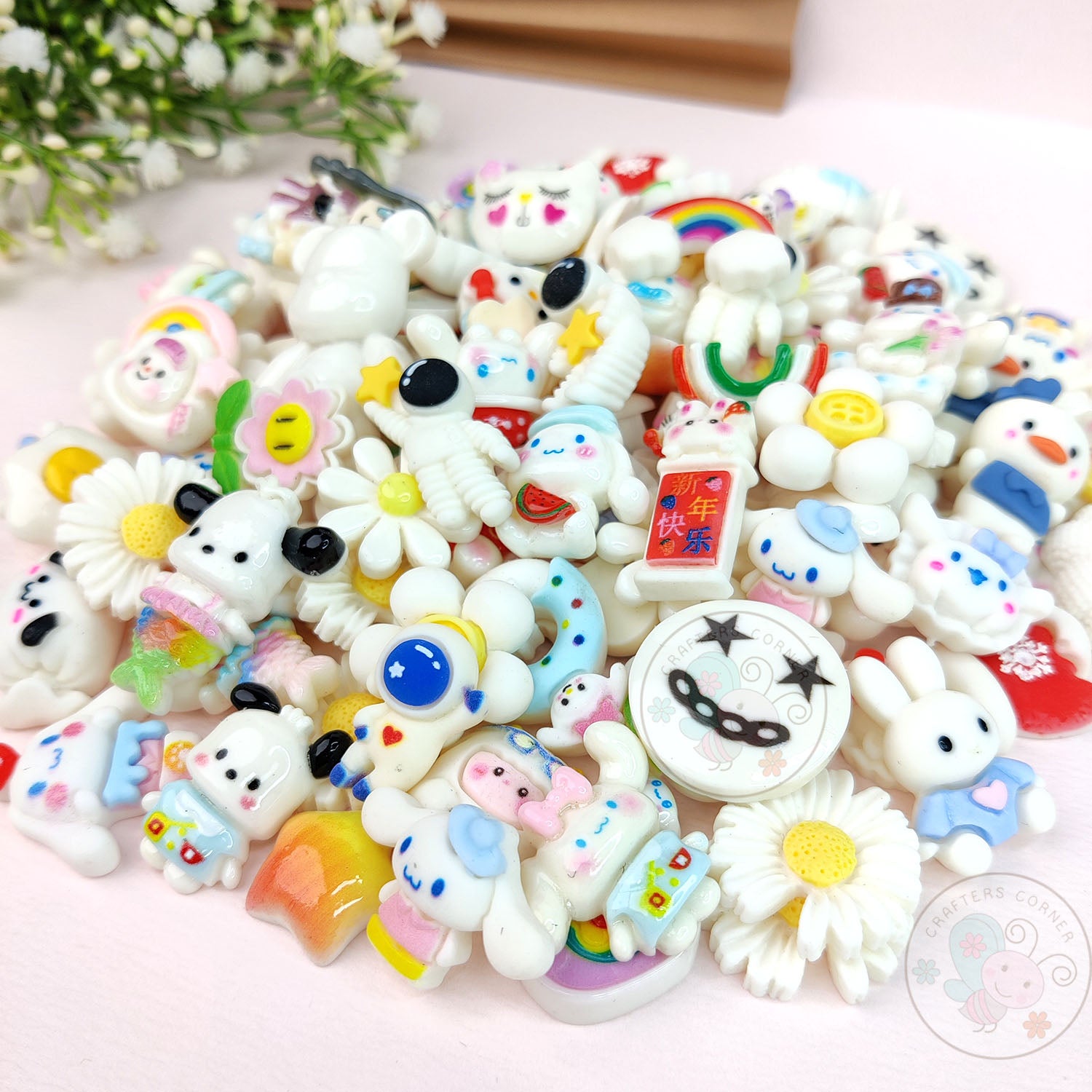 White Family - Mix Flatback Cabochons Value Pack