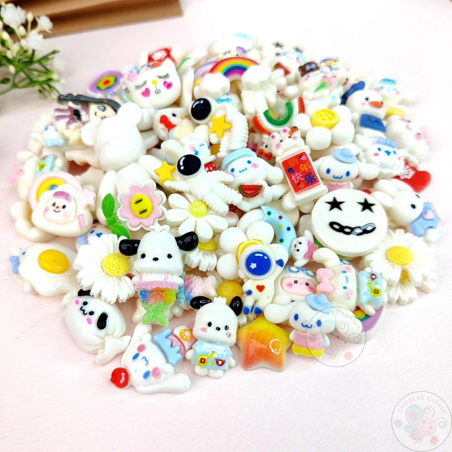 White Family - Mix Flatback Cabochons Value Pack