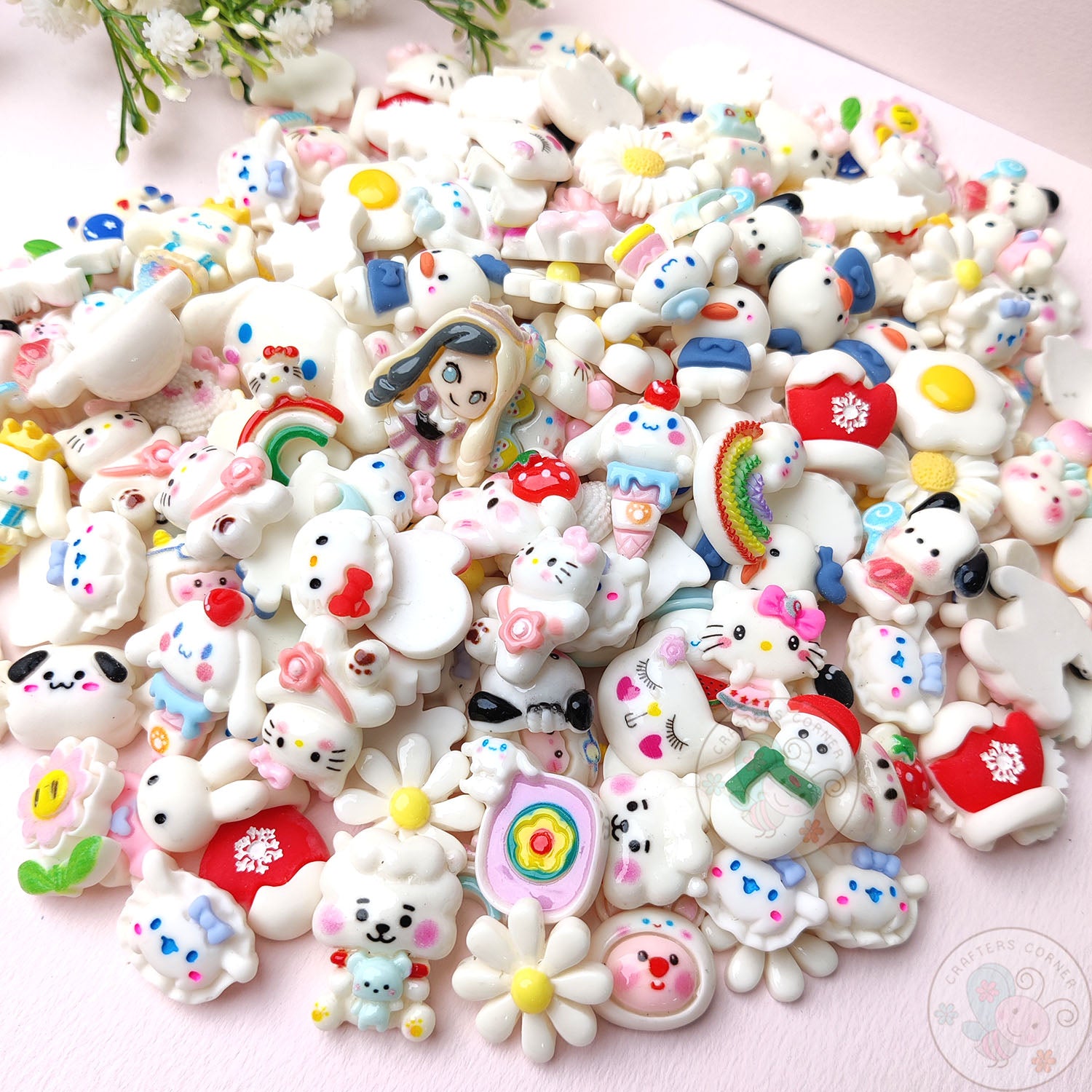 White Family - Mix Flatback Cabochons Value Pack