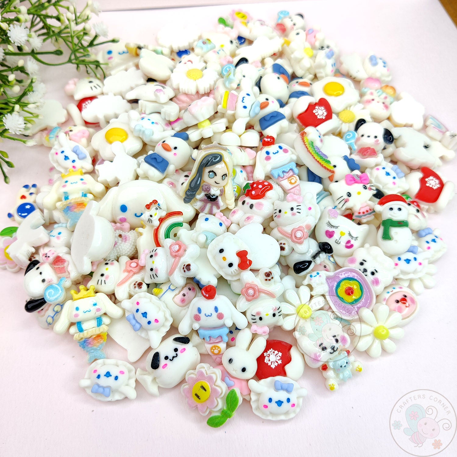 White Family - Mix Flatback Cabochons Value Pack