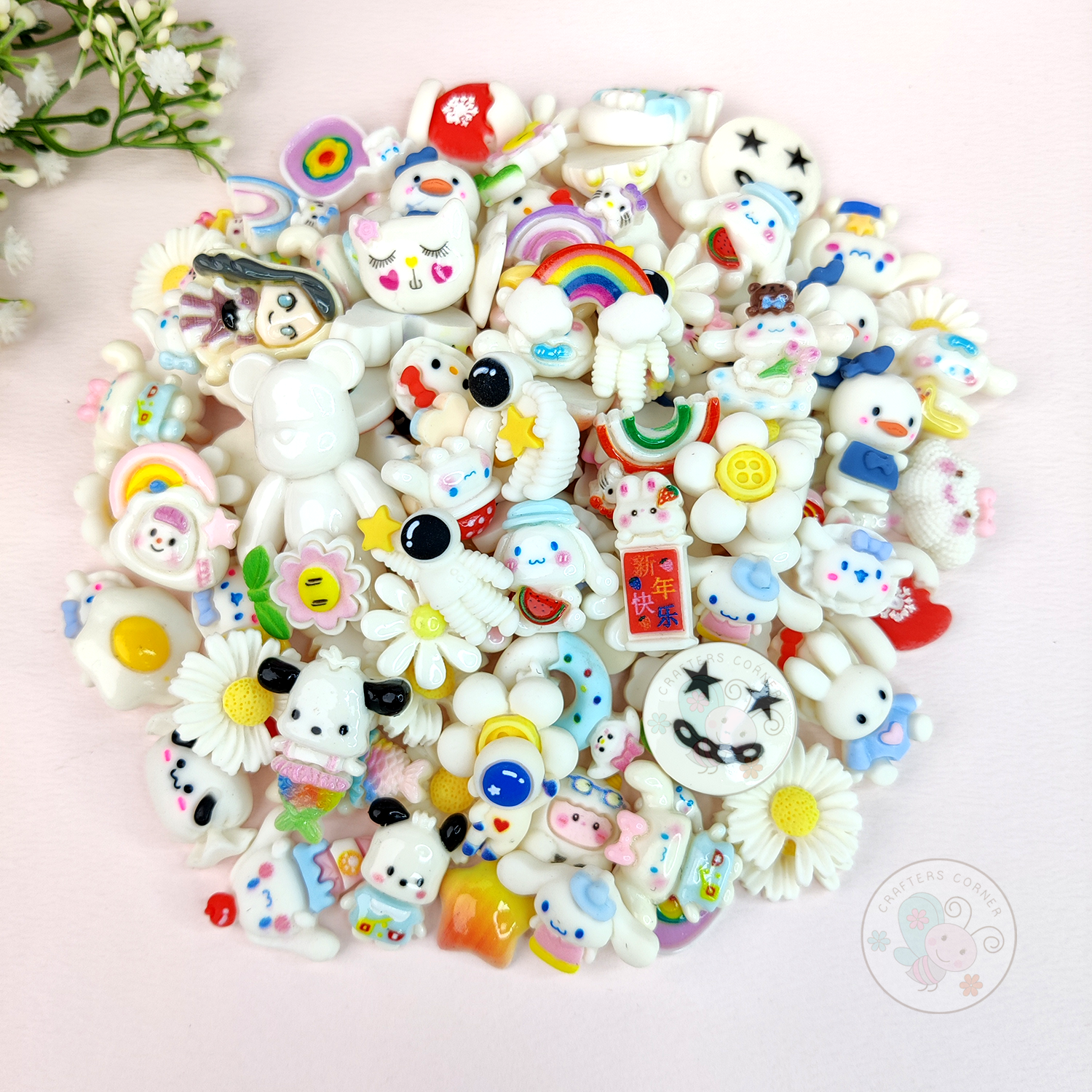 White Family - Mix Flatback Cabochons Value Pack
