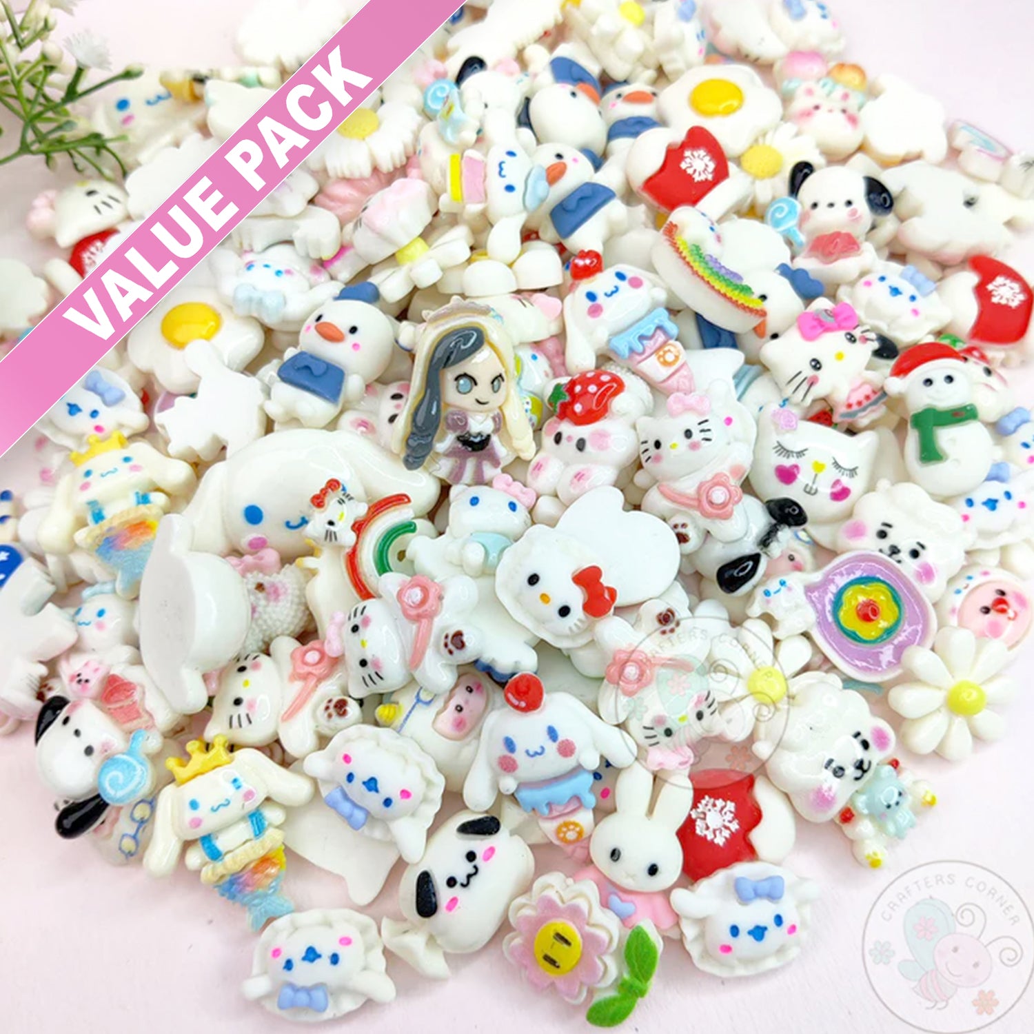 White Family - Mix Flatback Cabochons Value Pack