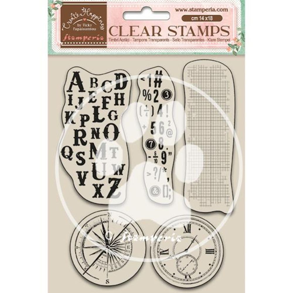 Alphabet & Numbers Create Happiness Clear Stamps