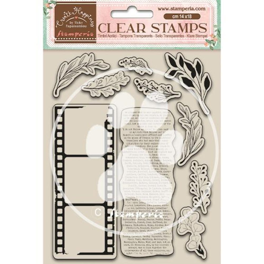 Leaves & Movie Film Create Happiness Clear Stamps
