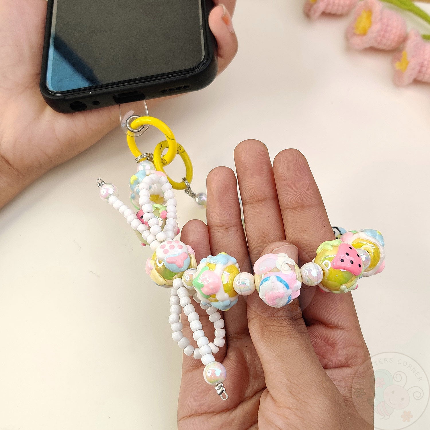 Handmade Kawaii Mobile Charm - Yellow Bunny