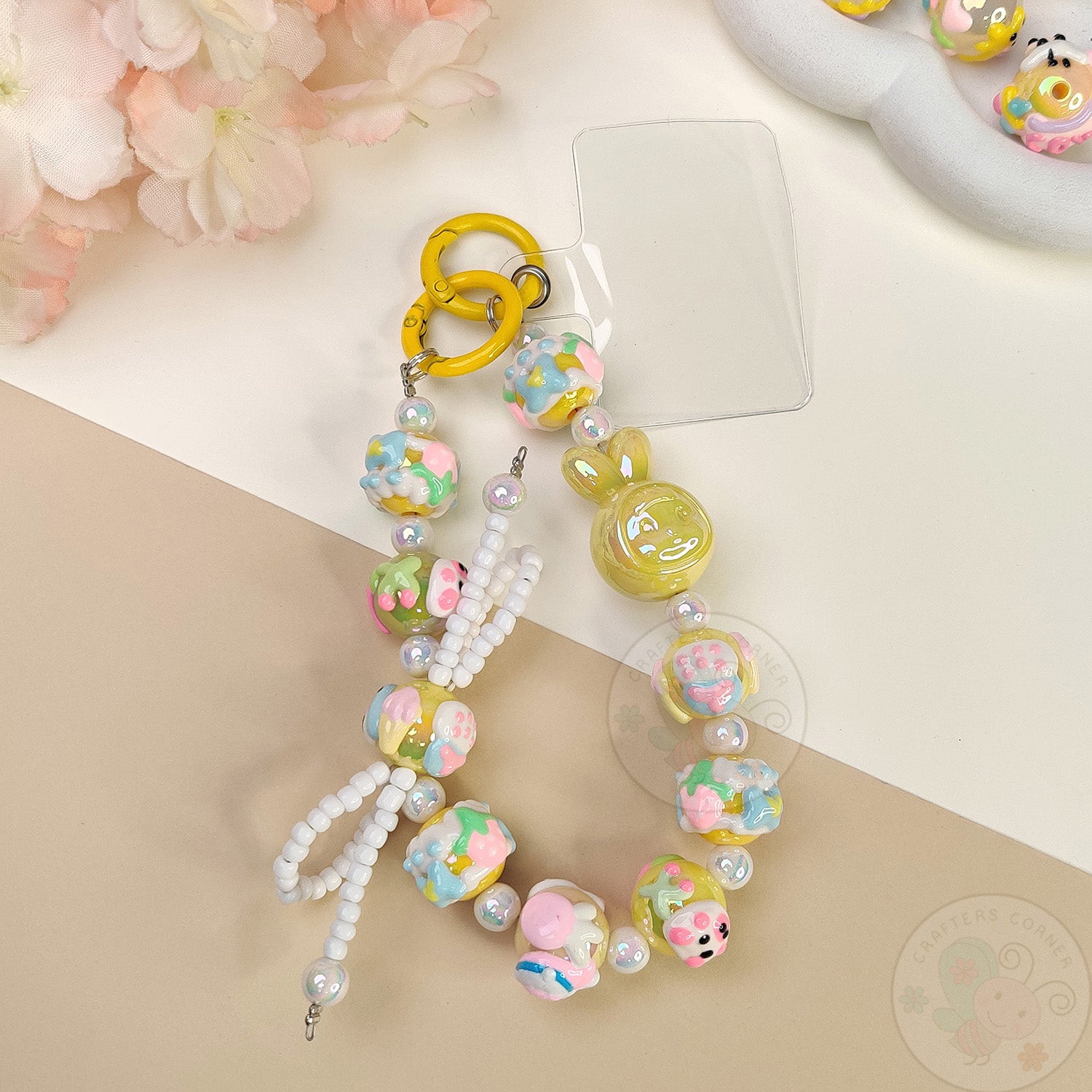 Handmade Kawaii Mobile Charm - Yellow Bunny