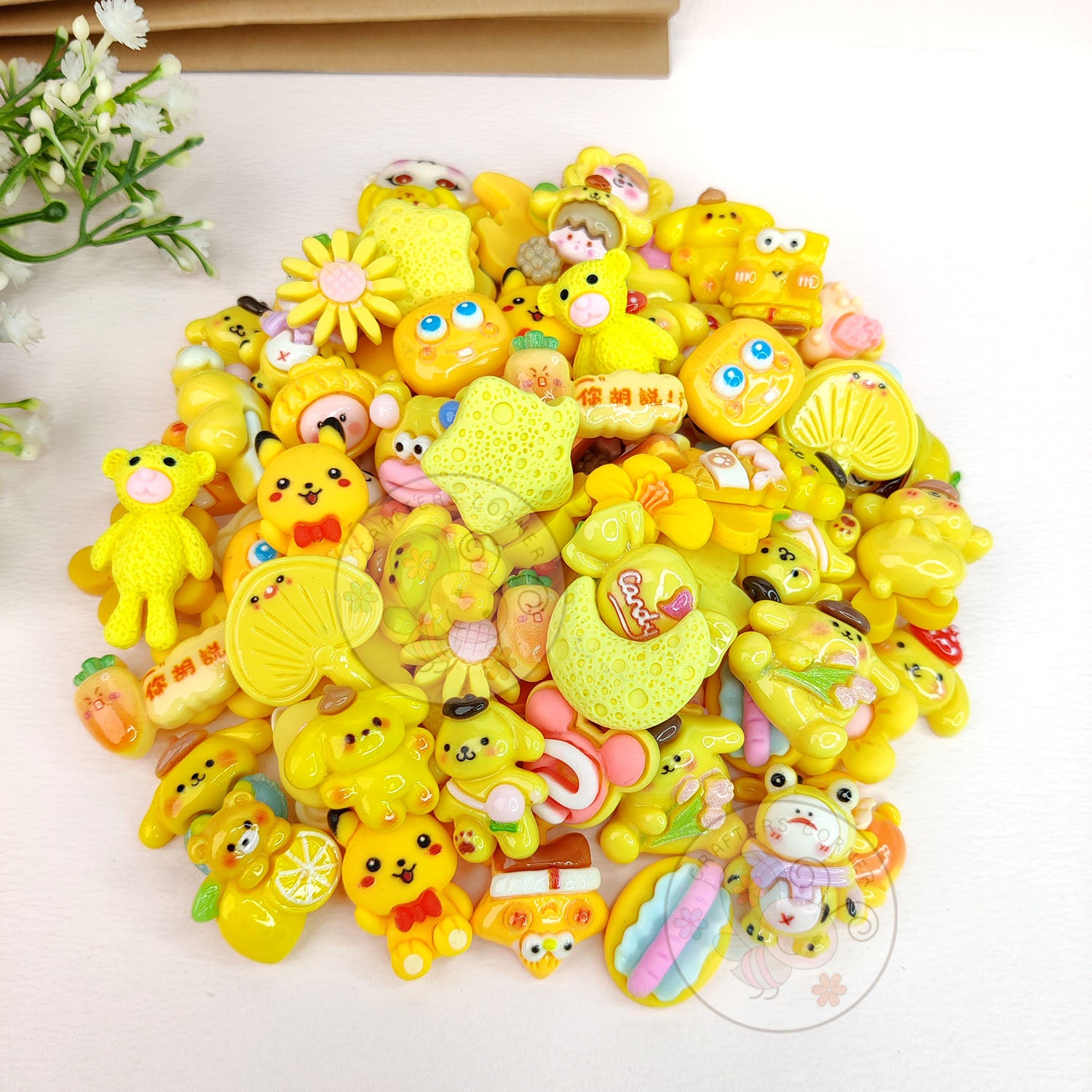 Yellow Family - Mix  Flatback Cabochons Value Pack