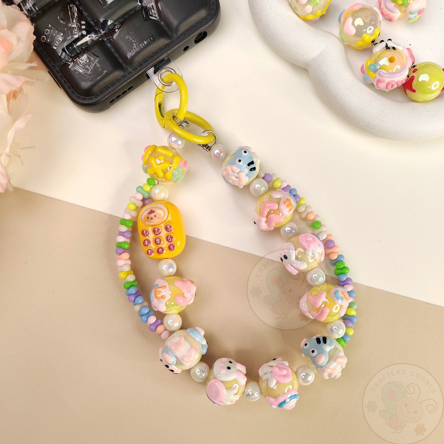 Handmade Kawaii Mobile Charm - Yellow Mobile