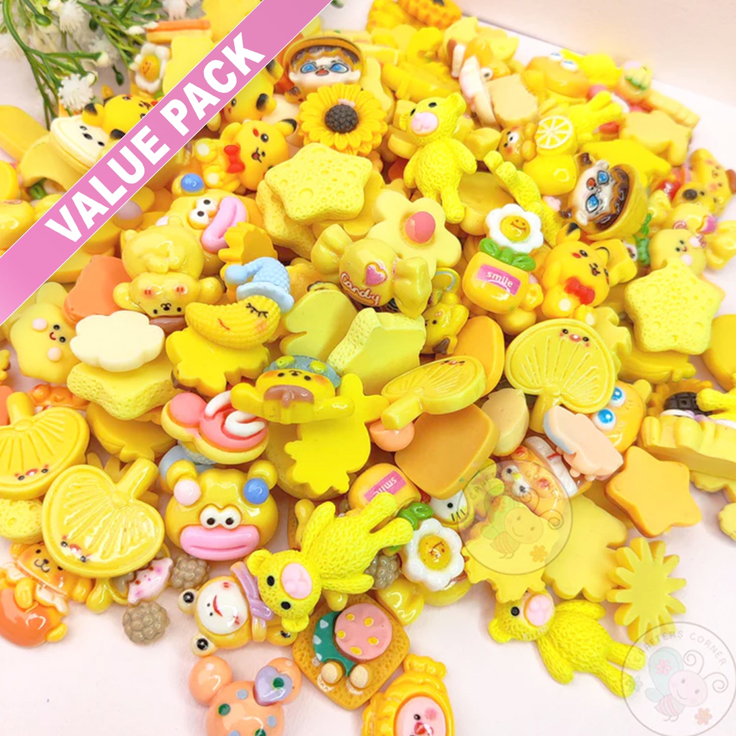 Yellow Family - Mix  Flatback Cabochons Value Pack