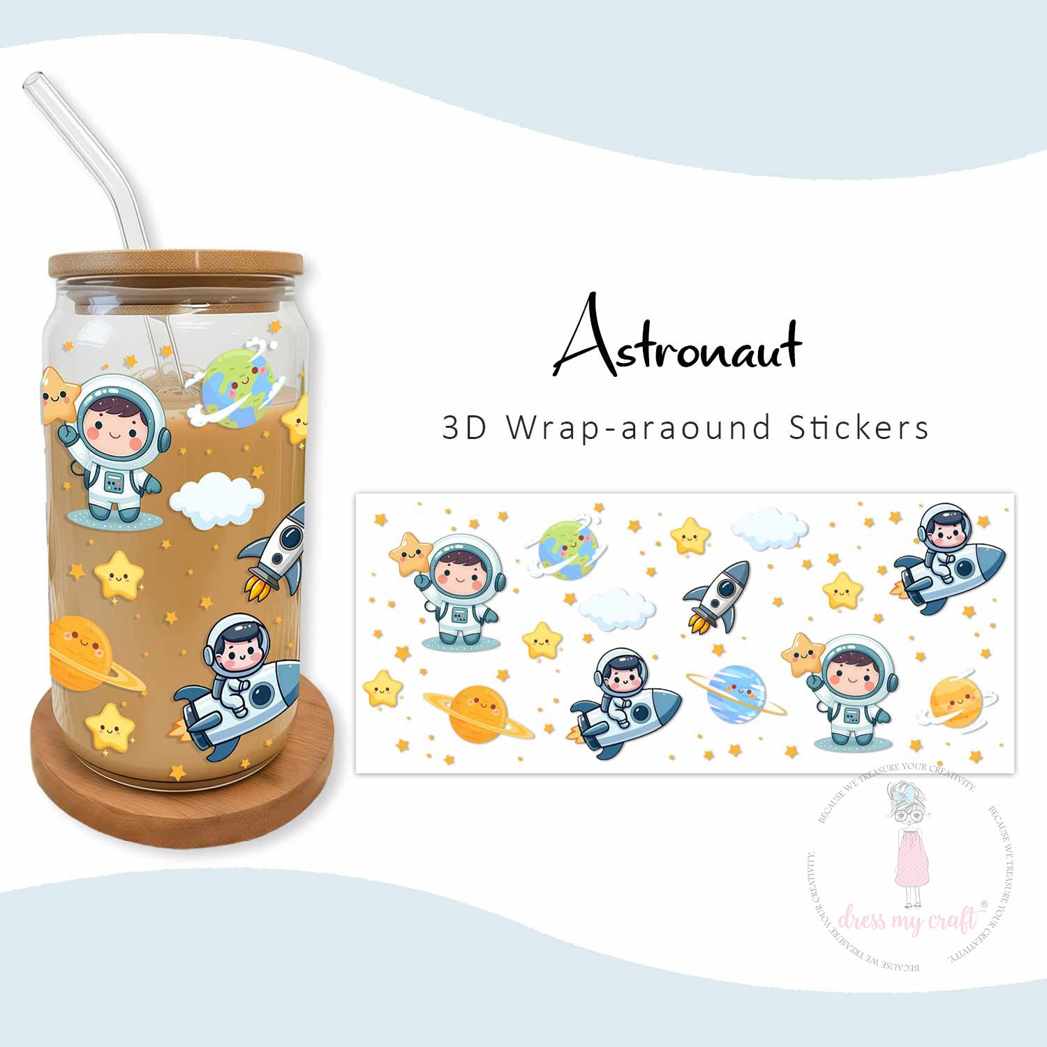 Astronaut 3D Wrap-Around Sticker