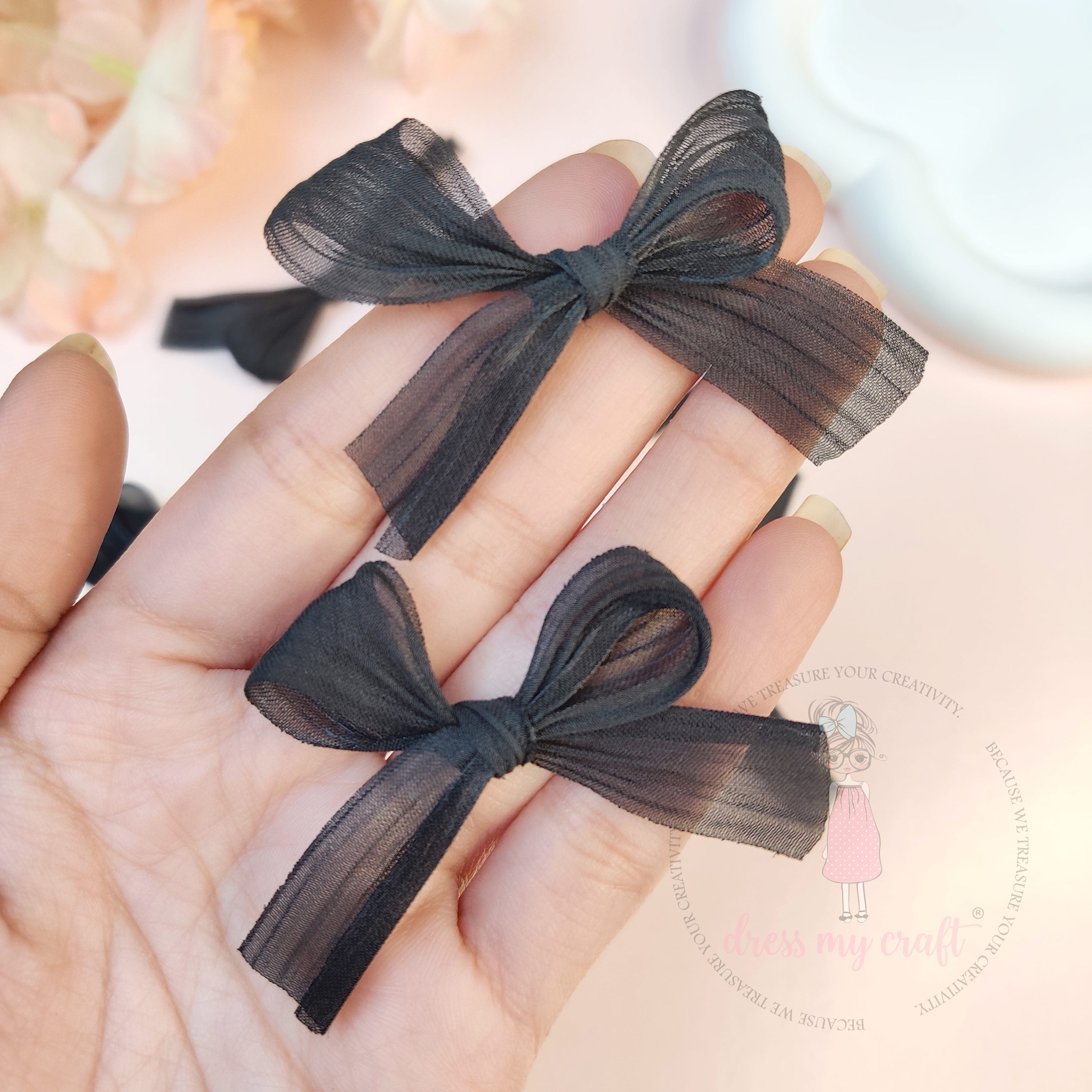 Metallic Silk Bows - Black