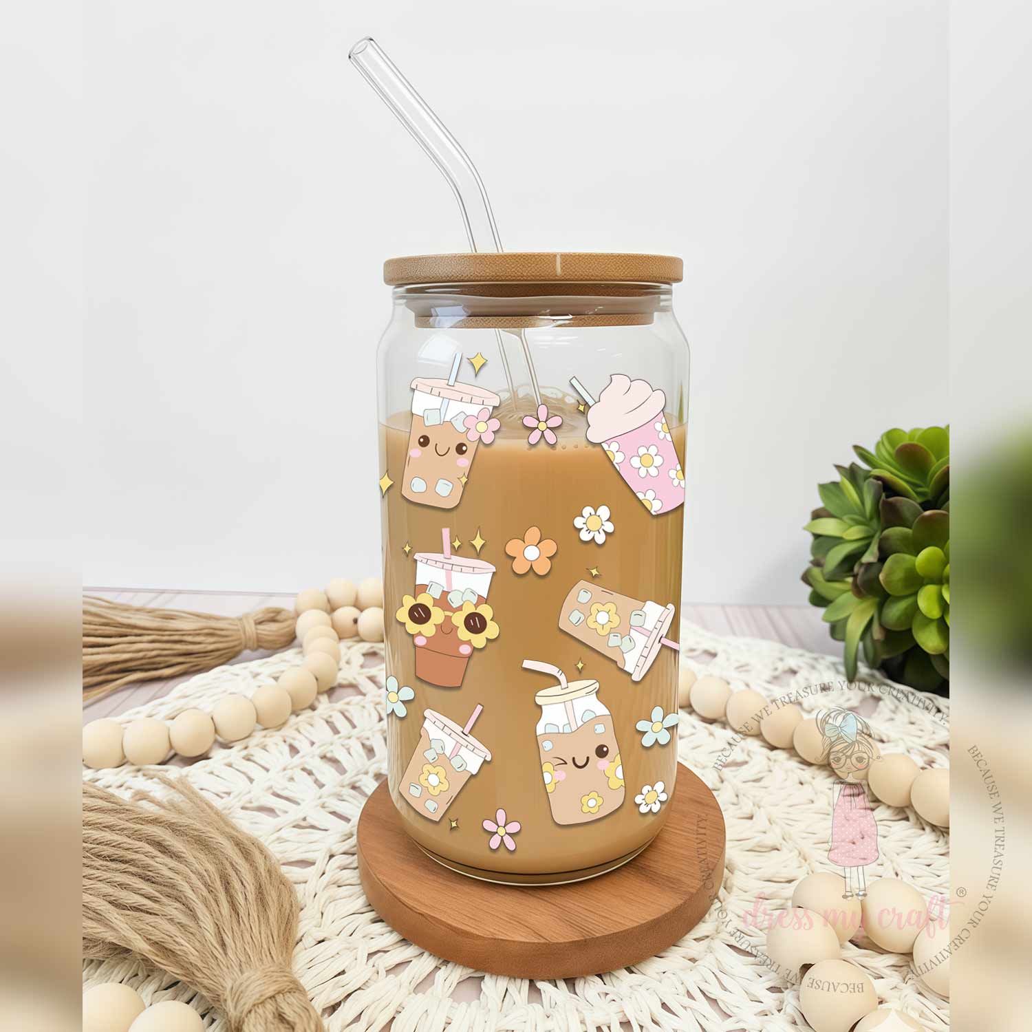 Cute Cafe Drinks 3D Wrap-Around Sticker