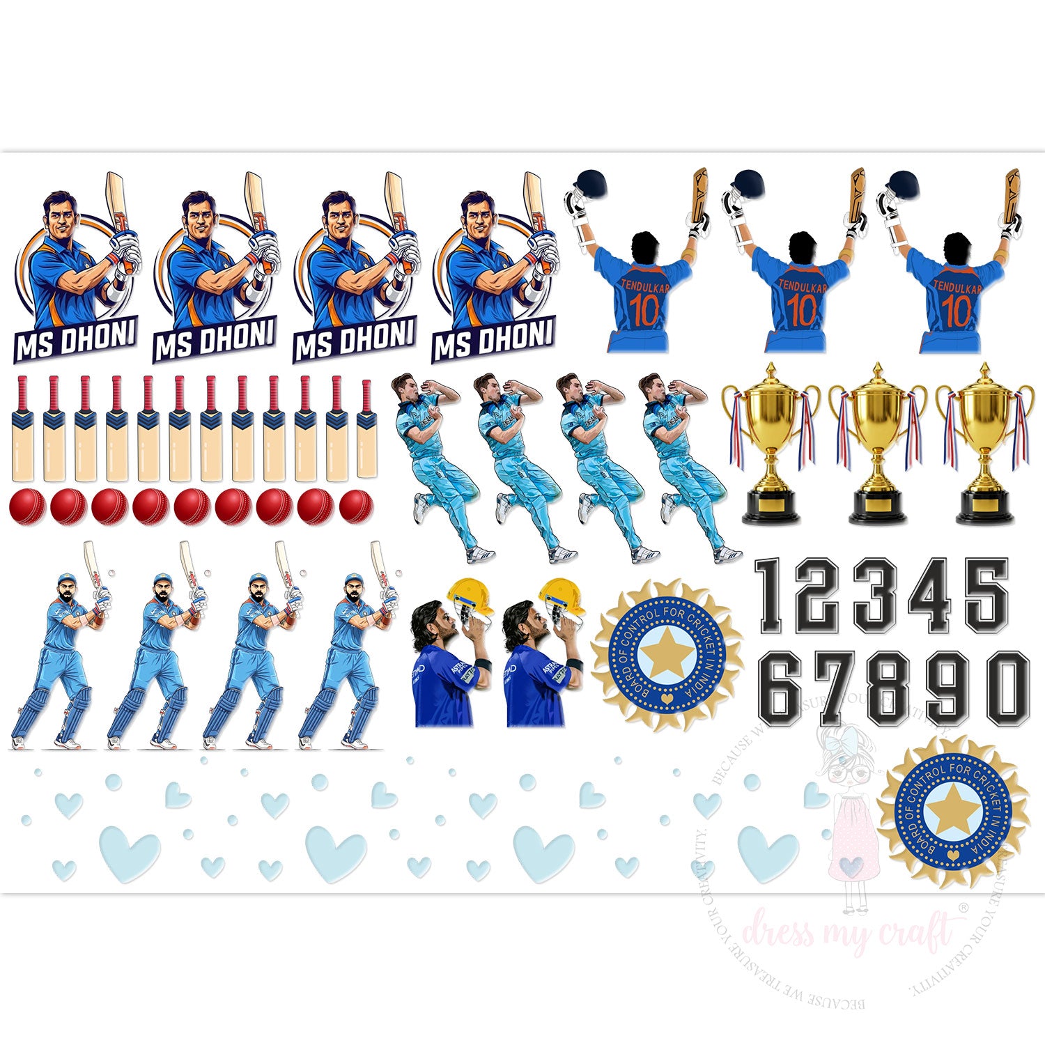Stick N Peel Stickers- Cricket Theme