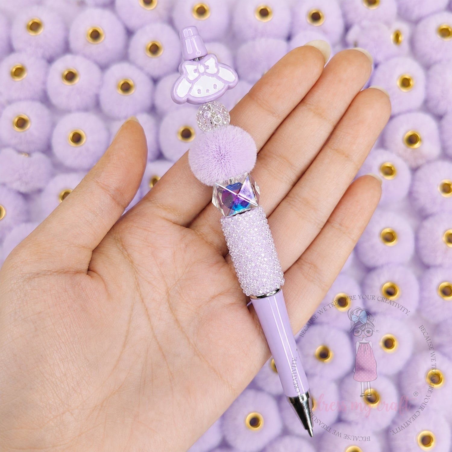 Bead Pom Poms With Hole - Light Lavender