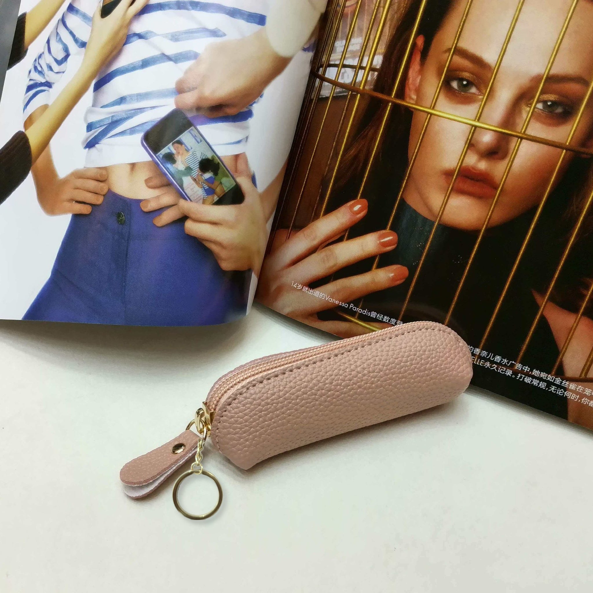 Leather Lipstick Bag Keychains