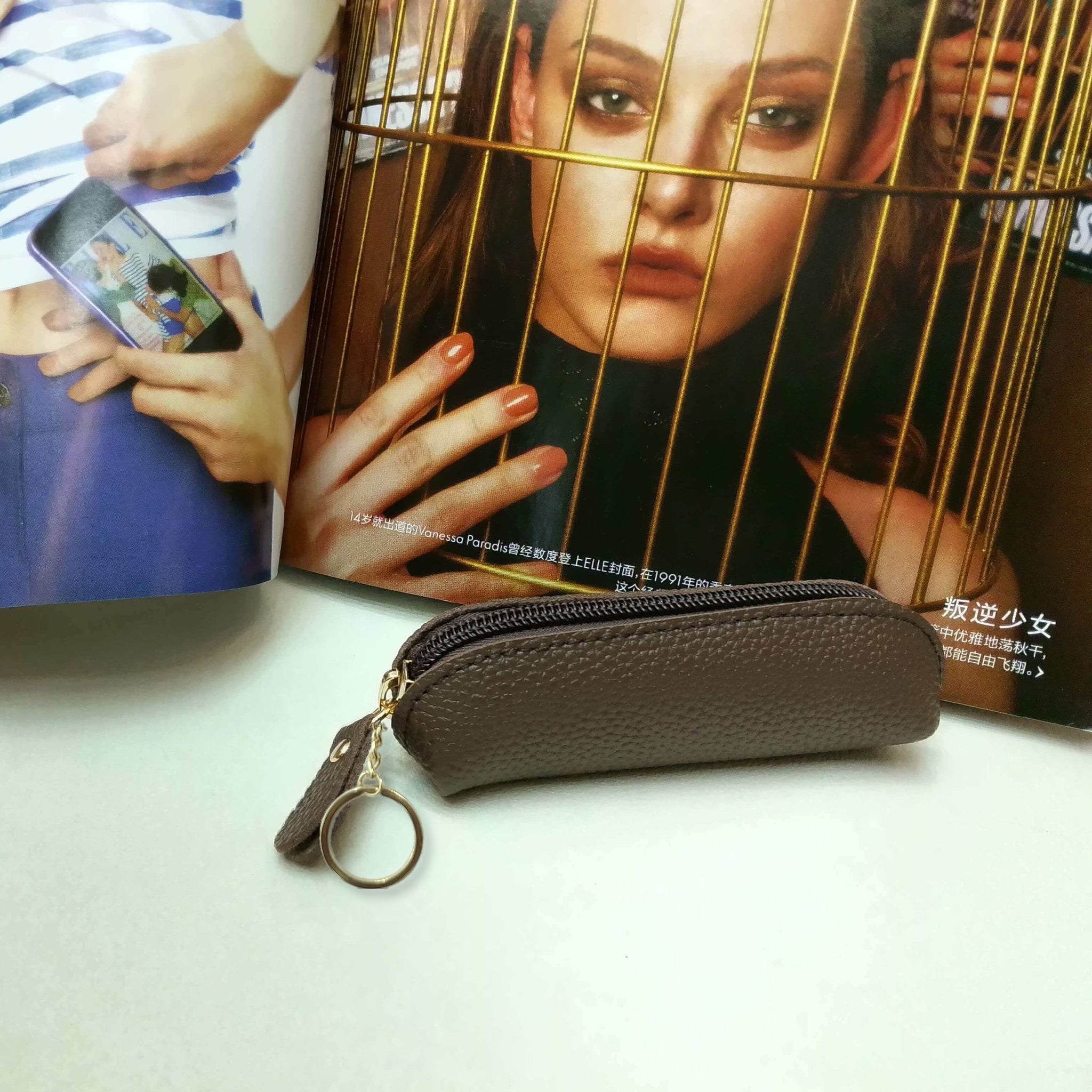 Leather Lipstick Bag Keychains