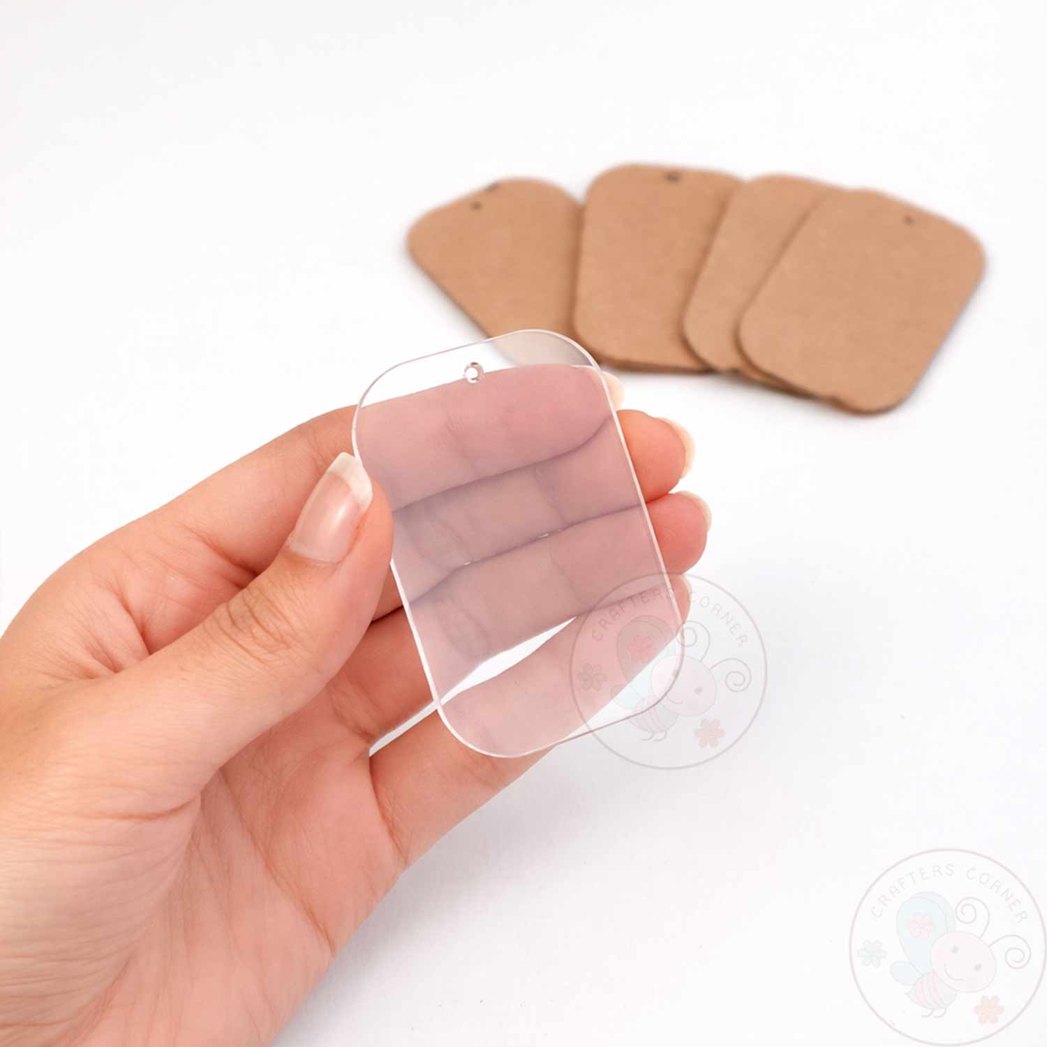 Rounded Rectangle Keychain Blanks (With Chain & Rings)