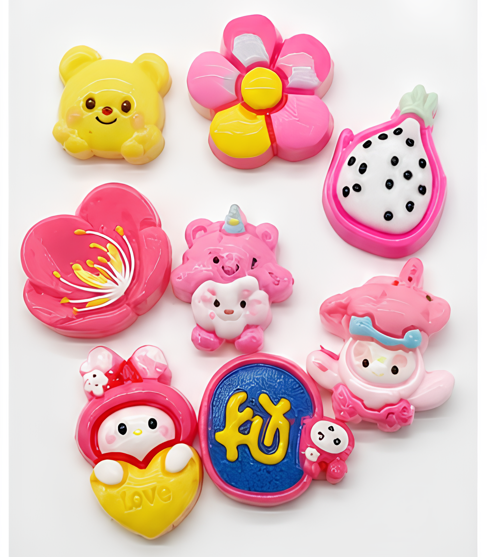 Hot Pink Cute Family - Mix Flatback Cabochons Pack
