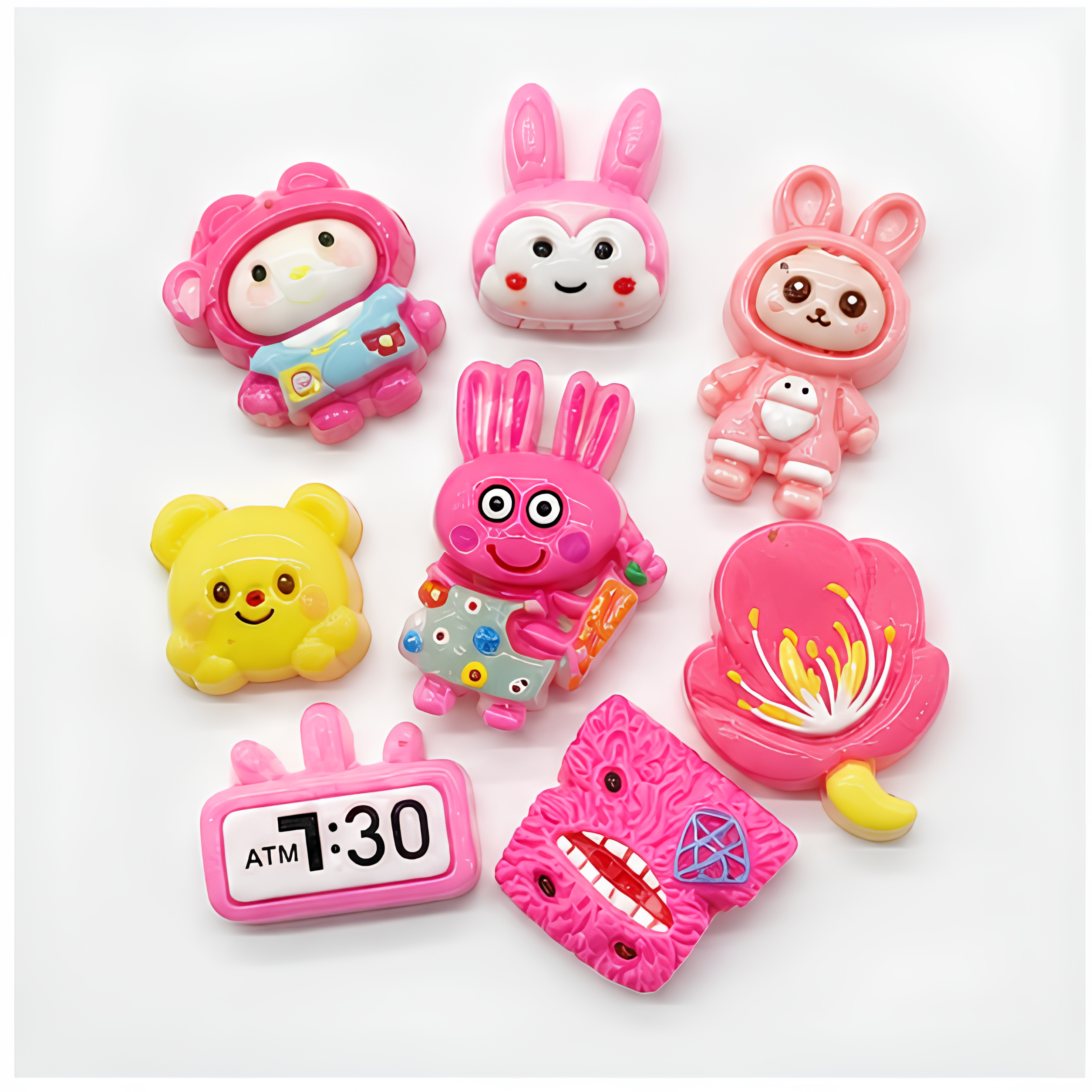 Hot Pink Cute Family - Mix Flatback Cabochons Pack