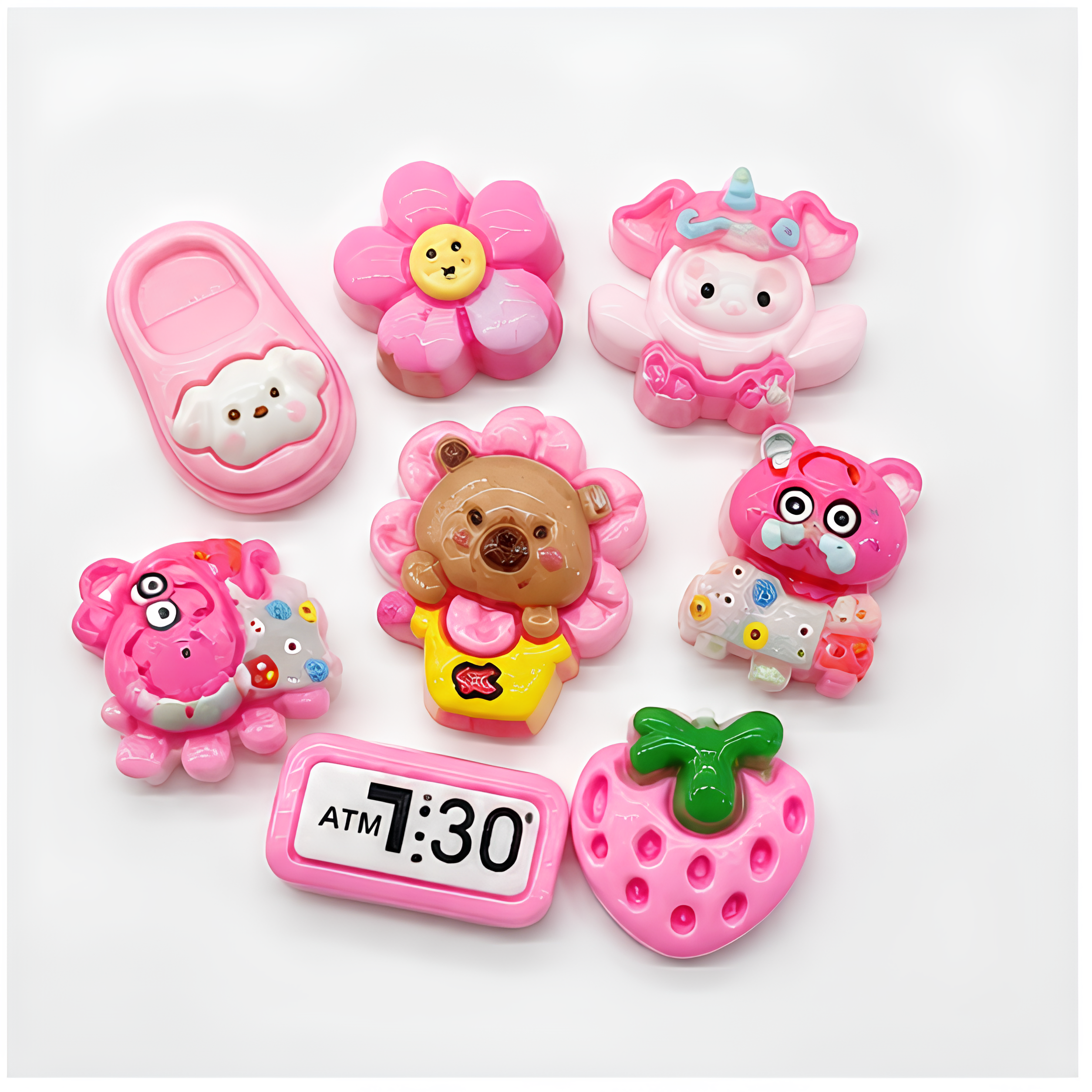 Hot Pink Cute Family - Mix Flatback Cabochons Pack