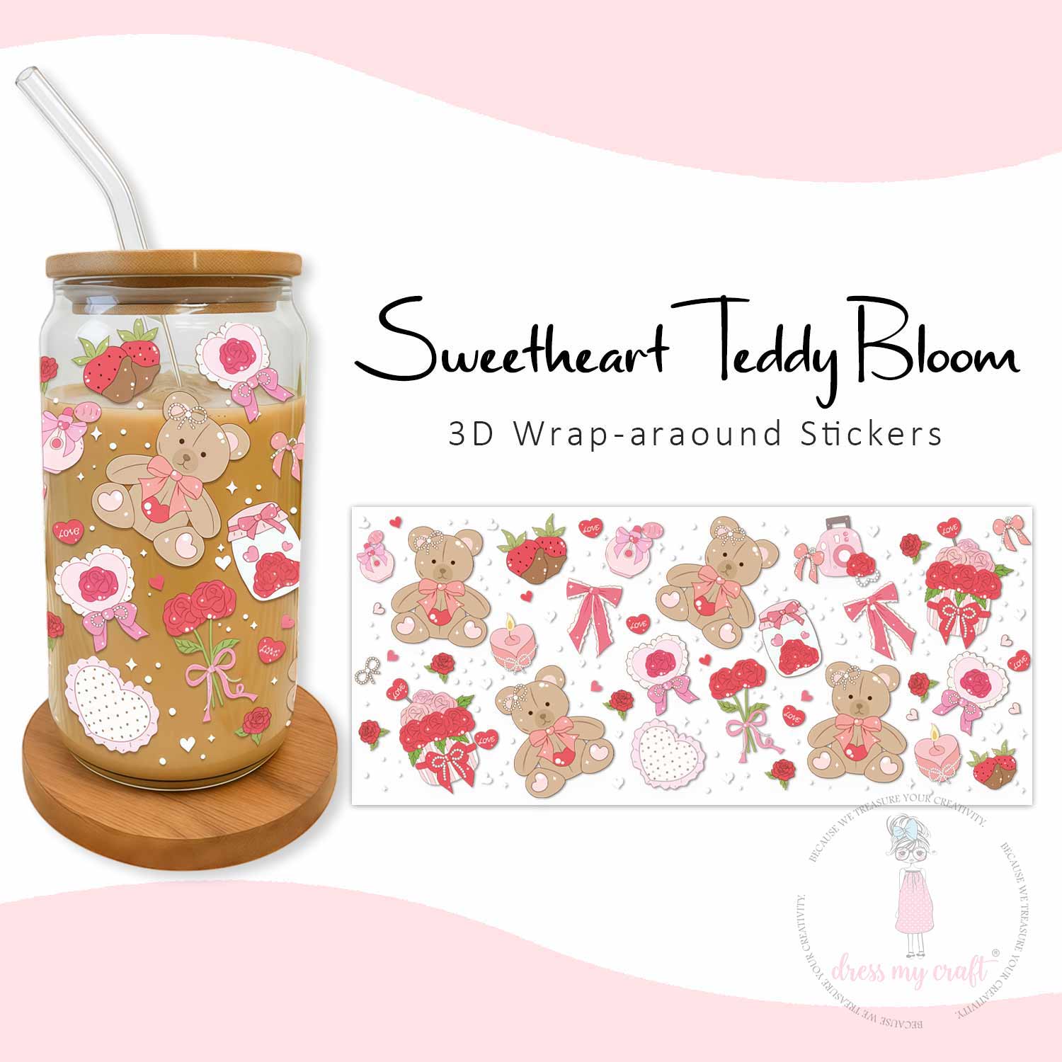 Stick N Peel Stickers- Sweetheart Teddy Bloom