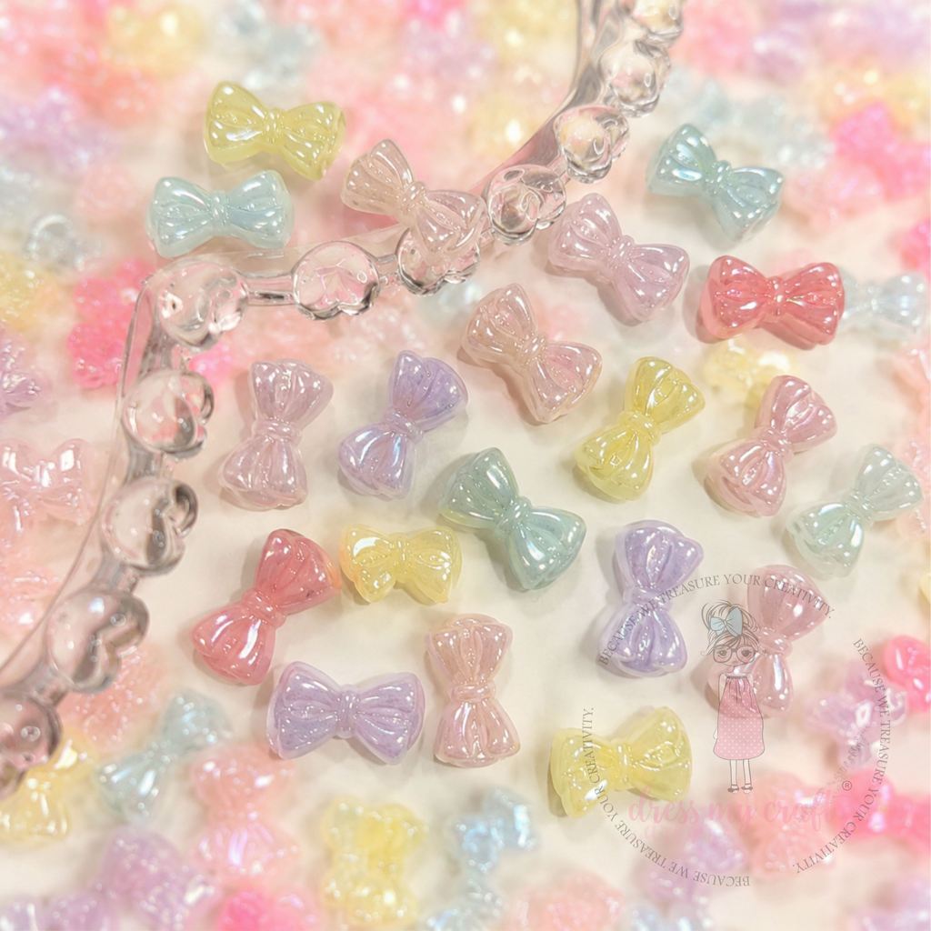 Holographic Pastel Jelly Little Bow Beads