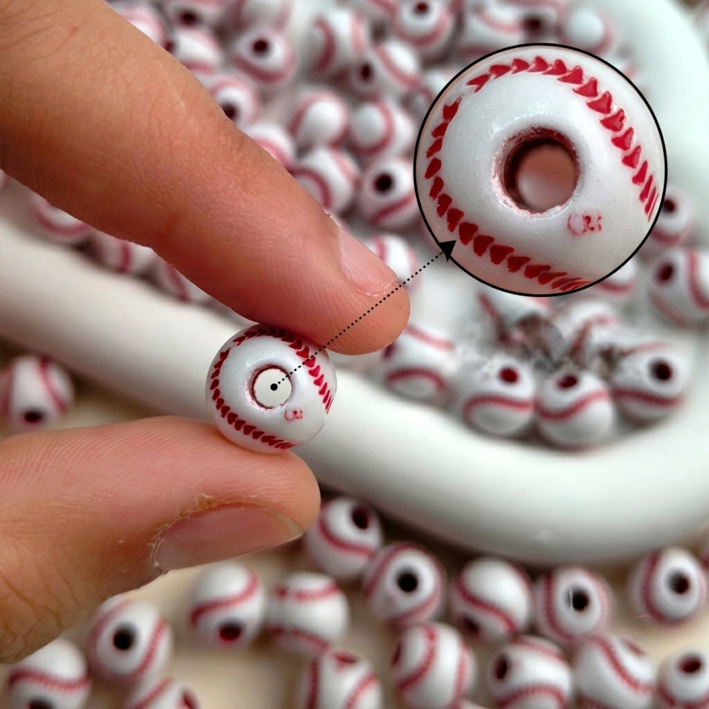Mini Baseball Beads White - 30 Pcs
