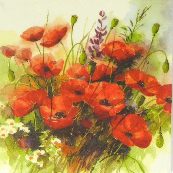 Napkin - Wild Poppies (Decoupage Napkin)