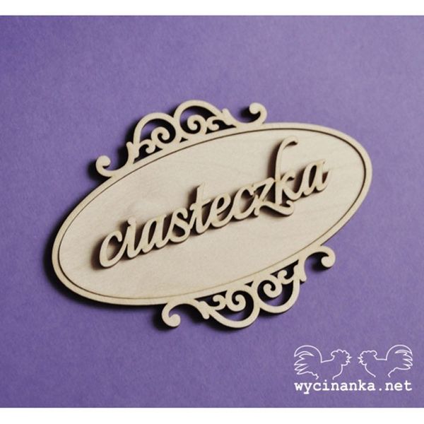 Frame/signboard with an inscription "ciasteczka", Chipboard Cutouts 3 mm