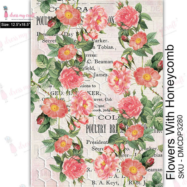 Flowers With Honeycomb - Transfer Me (12.5" x 18.5")