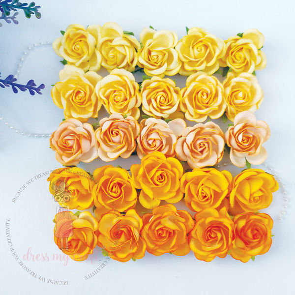 Curved Roses Sunrise Yellow Combo Set - 35 MM - 50 Pcs/ Pack