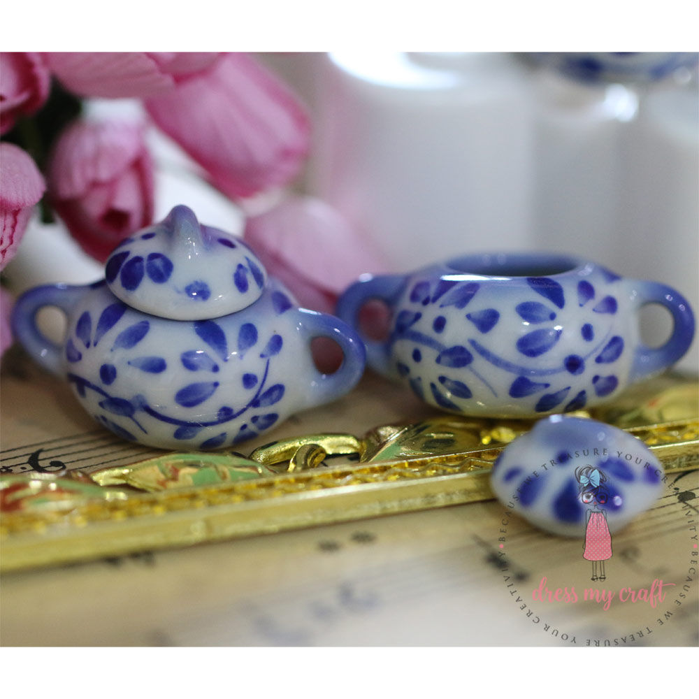 Miniature Hand Printed Kettle with Lid