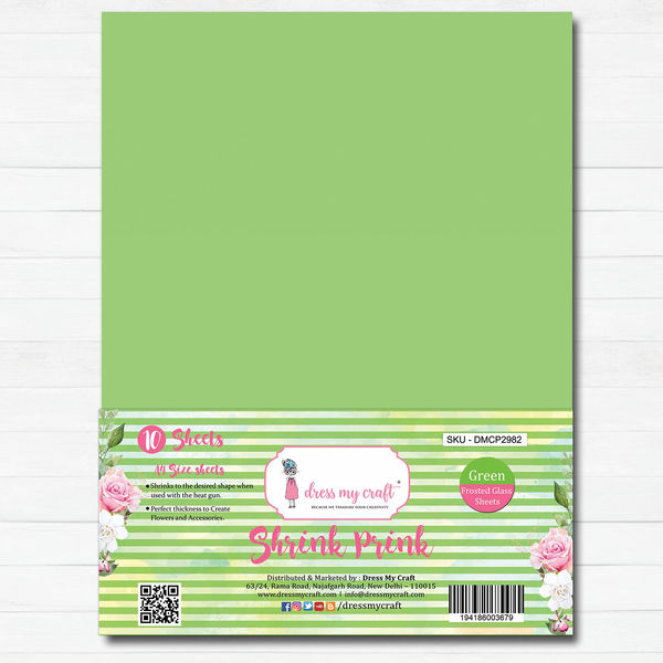 Shrink Prink - Green Frosted Glass Sheet - Pack of 10 Sheets