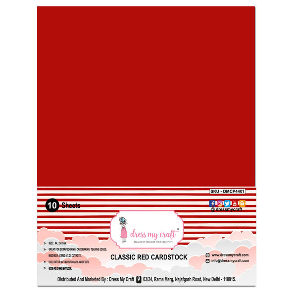 Classic Red Cardstock - A4 - 250 Gsm