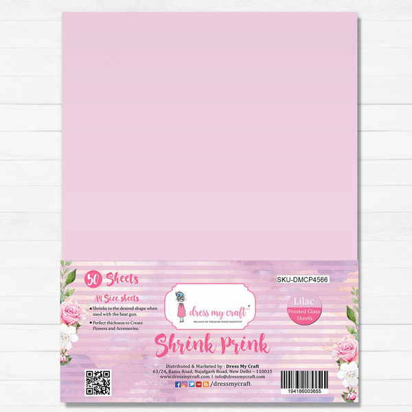 Shrink Prink - Lilac Frosted Glass Sheet - Pack of 50 Sheets