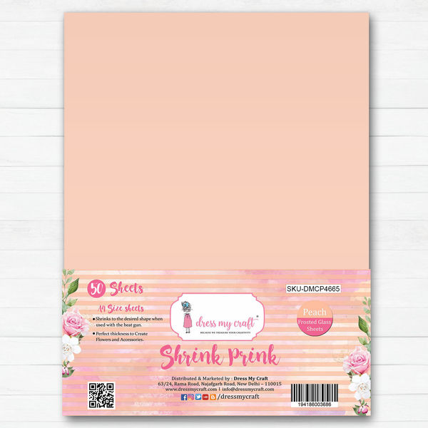 Shrink Prink - Peach Frosted Glass Sheet - Pack of 50 Sheets