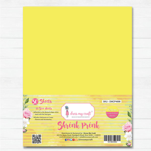 Shrink Prink - Yellow Frosted Glass Sheet - Pack of 50 Sheets