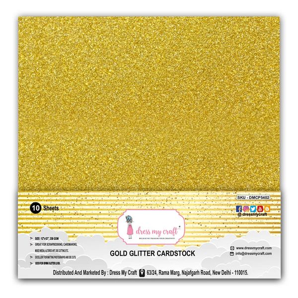 Gold Glitter Paper - 12" x 12" - 250gsm
