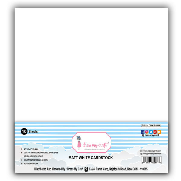 Matt White Cardstock - 12" x 12" - 270 gsm (New & Improved)