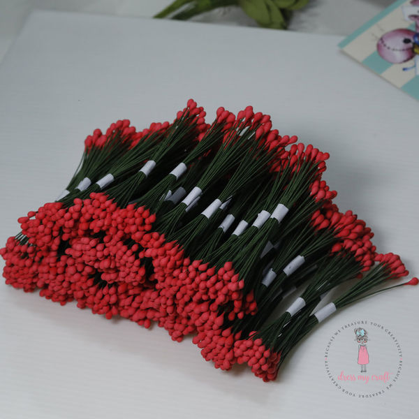 Drop Shape Wire Pollen #3 - Red -Wholesale Pack